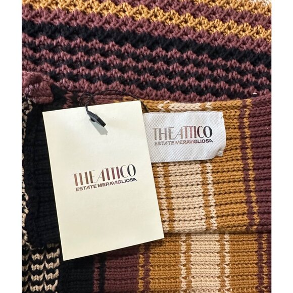 THE ATTICO Mini Dress in Brown Shades New Womens Crochet Knit - Picture 11 of 17